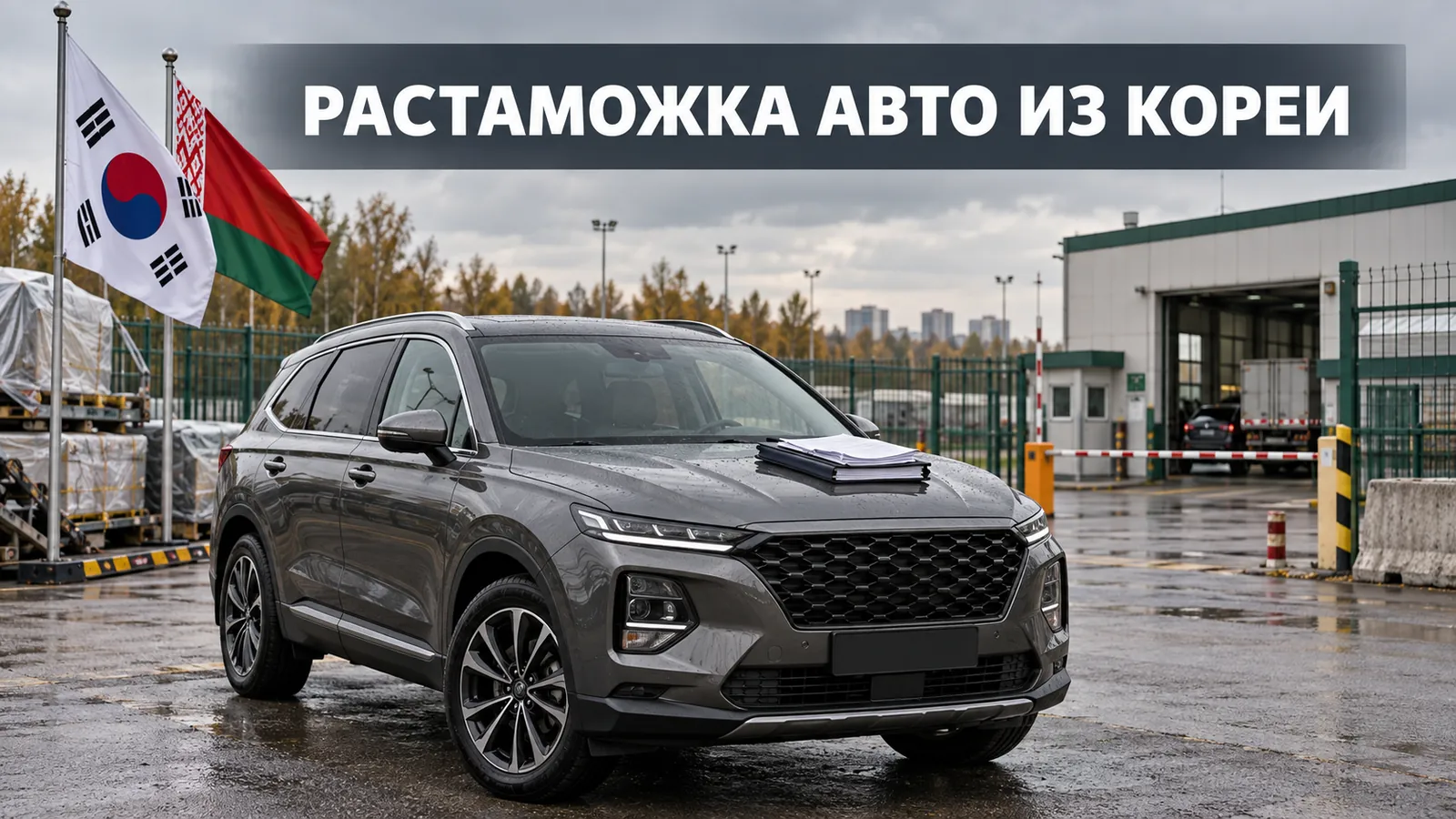 Растаможка авто из Кореи в РБ: автомобиль на СВХ в Минске во время оформления